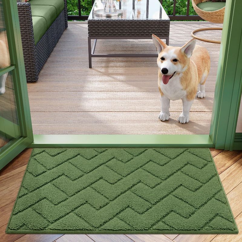 Photo 1 of **STOCK PJOTO FOR REFERENCE** OLANLY Door Mats Indoor, Non-Slip, Absorbent, Dirt Resist, Entrance Washable Mat, Low-Profile Inside Entry Doormat for Entryway (32x20 inches, Green) 32" x 20" Green