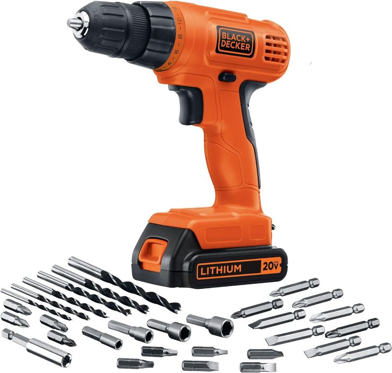 Photo 1 of (READ FULL POST) BLACK+DECKER 20V MAX* POWERECONNECT Cordless Drill/Driver + 30 pc. Kit (LD120VA)
