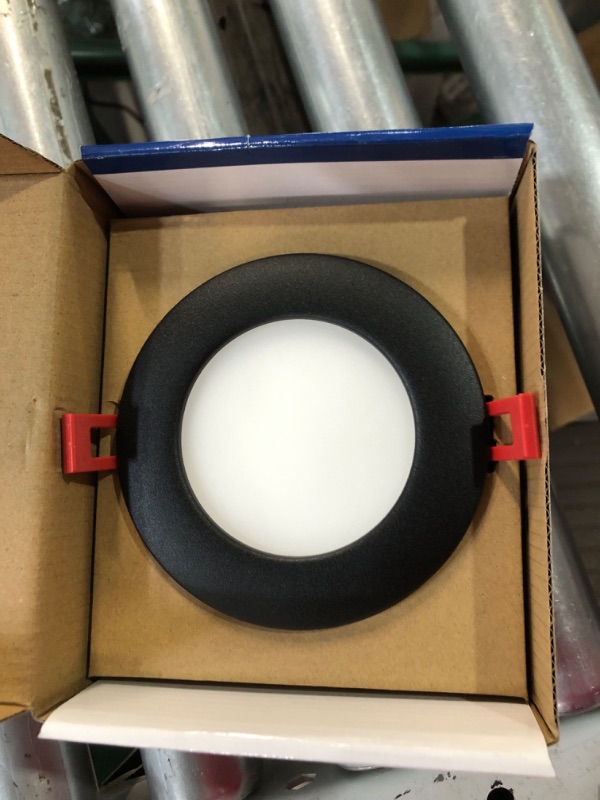 Photo 3 of Wafer 4 in. Matte Black Selectable New Construction/Remodel Recessed Integrated LED Kit
