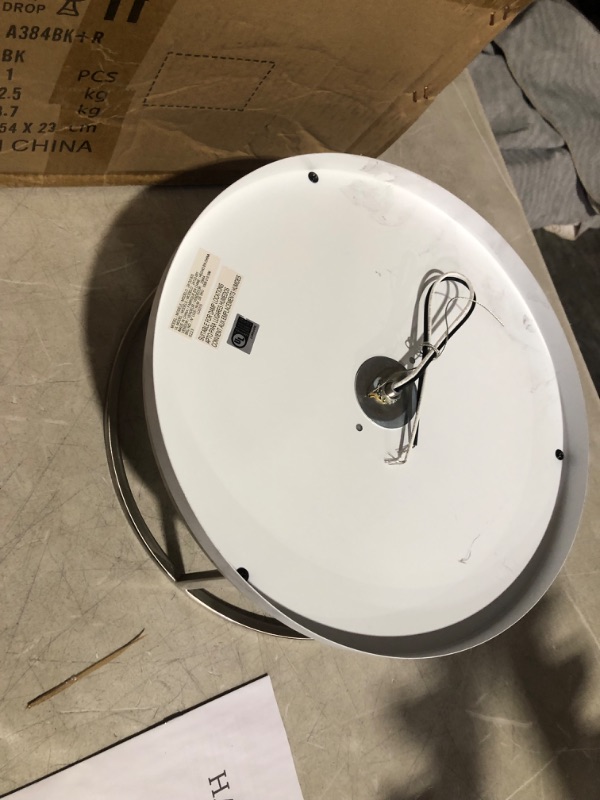 Photo 6 of ***USED - LIKELY MISSING PARTS - UNABLE TO VERIFY FUNCTIONALITY***
Cogburn 13 in. 2-Light Brushed Nickel with White Marbled Base Flush Mount
