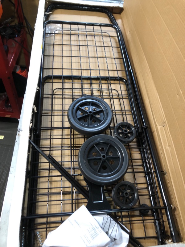 Photo 1 of DMI Utility Cart with Wheels to be used as a Shopping Cart, Grocery Cart, Laundry Cart and Stair Climber Cart, Weighs 7.5 Pounds but holds up to 90 Pounds, Compact and Foldable, Black Current