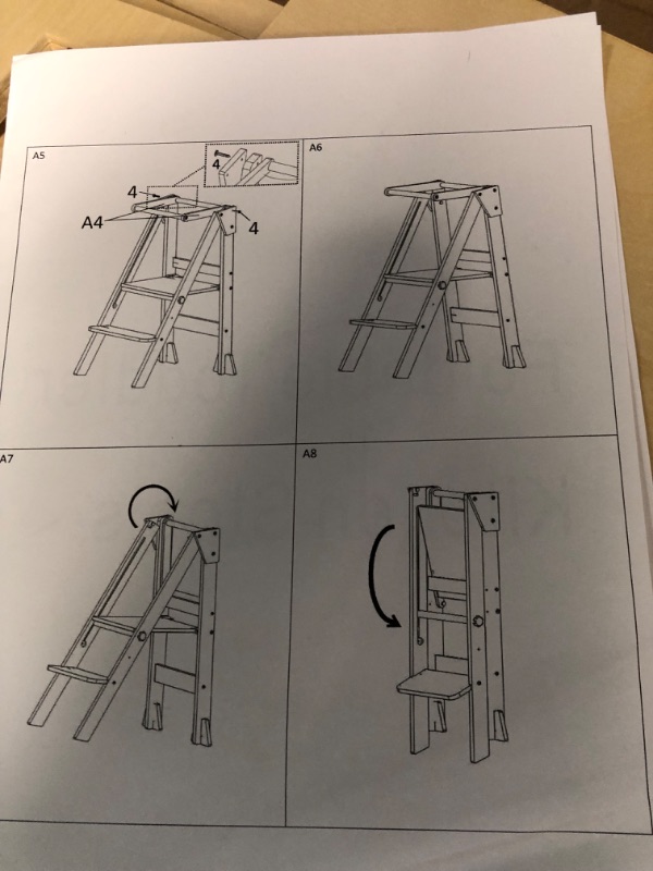 Photo 4 of ***USED - MISSING HARDWARE - OTHER PARTS LIKELY MISSING AS WELL***
Folding Toddler Step Stool, Wooden Montessori Toddler Tower, Kitchen Tower, Kids Step Stool Toddler Tower for Toddlers and Kids 2 Years to 6 Years.