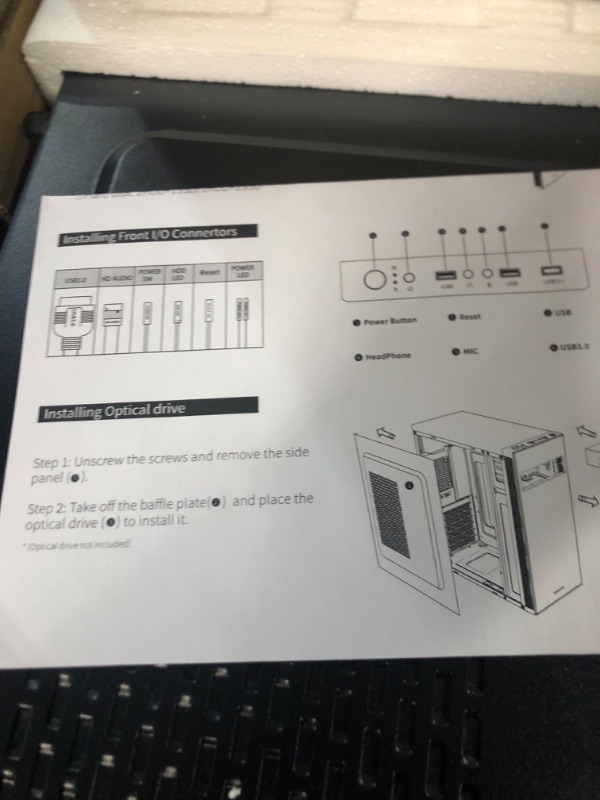 Photo 5 of ATX PC Case Pre-Install 1x120MM Fan+1x80MM Fan, Support 5.25" ODD, Computer Case with USB 3.0, Classic Retro Design Desktop ATX Case, Black,852