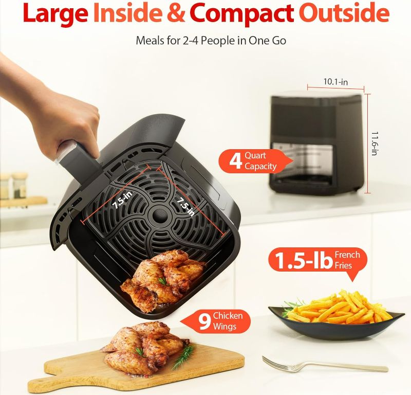 Photo 4 of (NON-REFUNDABLE) Air Fryer,Beelicious® 8-in-1 Smart Compact 4QT Air Fryers,with Viewing Window,Shake Reminder,450°F Digital Airfryer with Flavor-Lock Tech,Dishwasher-Safe & Nonstick,Fit for 1-3 People,Black