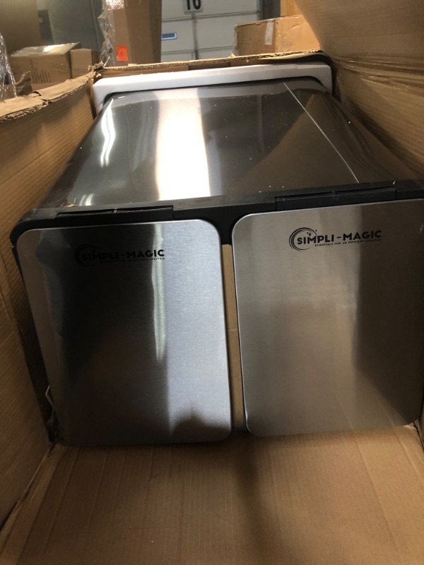 Photo 1 of Design Trend Stainless Steel Dual Compartment Sensor Trash Can Recycler with Soft Close Lids | Two 30 Liter / 8 Gallon Bins, Silver Recycler Sensor