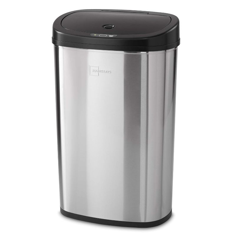 Photo 1 of ***USED AND DIRTY - COVERED IN DENTS - MOTION SENSING FUNCTION DOESN'T WORK***
Mainstay MS-50-22 Motion Sensor Trash Can, 13.2 Gallon, Stainless Steel