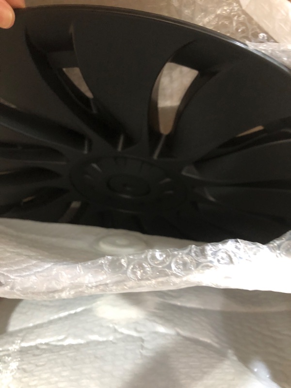 Photo 1 of KAVANIC Fits Tesla Model Y Wheel Cover Hubcap 19 Inch Matte Black Support Logo Symmetry Design (4 PCS) Uberturbine Style 2020-2023 Model Y Gemini Wheel Cover Replacement Uberturbine Style Matt Black