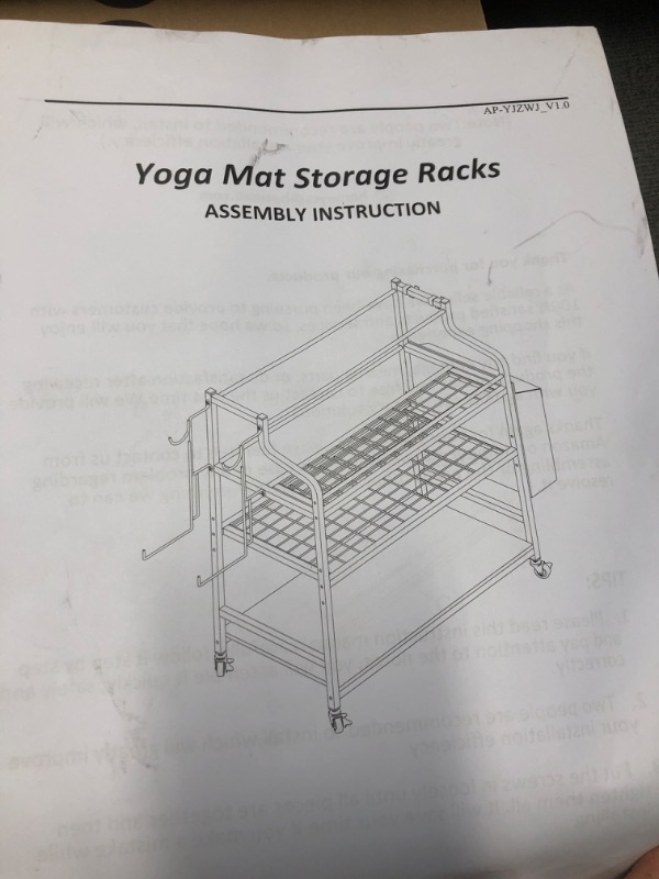 Photo 1 of *STOCK IMG AS REF* Yoga Mat Storage Racks,Home Gym Storage Rack for Dumbbells Kettlebells Foam Roller, Yoga Strap and Resistance Bands, Workout Equipment Storage Organizer With Hooks and Wheels Black