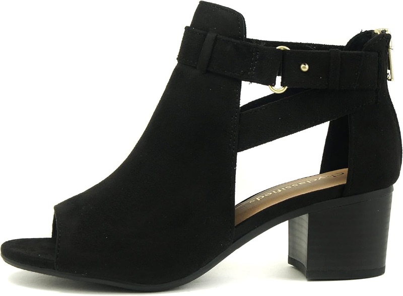 Photo 1 of CITYCLASSIFIED 
Invest ~ Women's Cutout Side Strap Mid Black Chunky Heel Fashion Ankle Bootie
SIZE:7.5