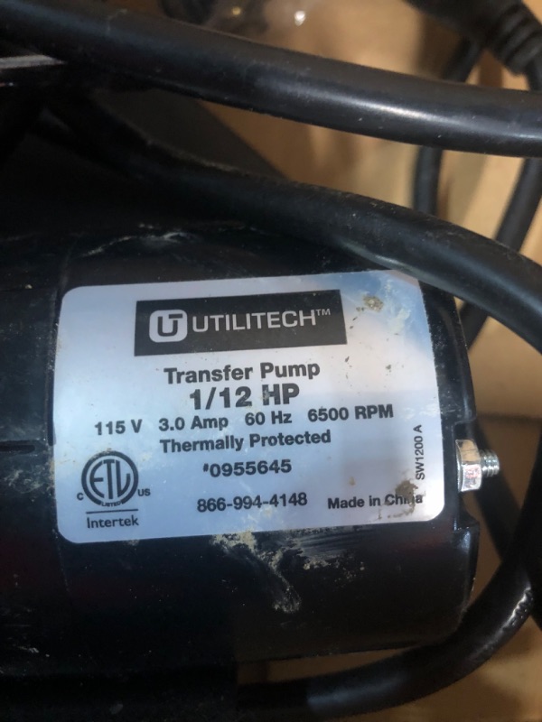 Photo 3 of **PARTS ONLY NON REFUNDABLE**
Utilitech 1/12-HP 115-Volt Stainless Steel Electric Utility Pump
