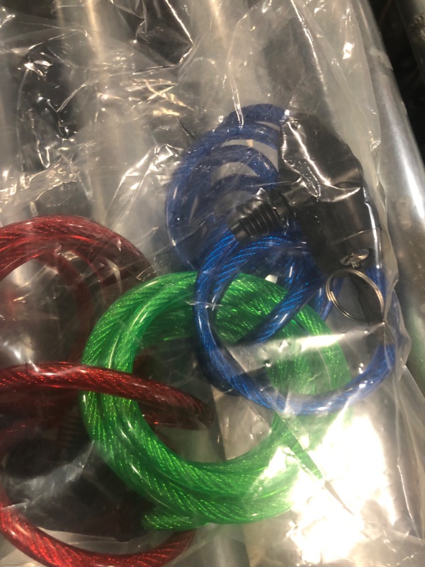 Photo 3 of **MISSING PARTS**
Master Lock 8127TRI Bike Lock Cables with Key, 3 Pack Keyed-Alike, Blue, Green, & Red, 6 ft. Long