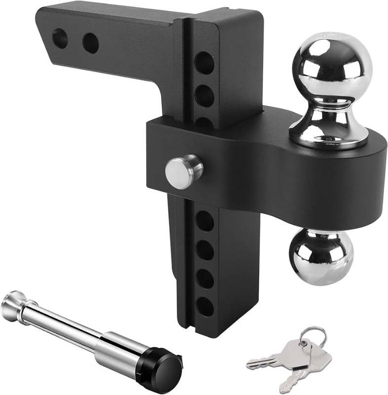 Photo 1 of **REFER TO NOTES**
Richeer Adjustable Trailer Hitch, Fits 2” Receiver, 8” Drop/Rise, Dual Towing Ball 