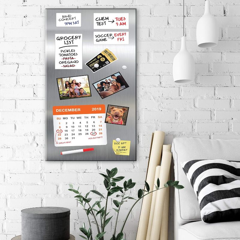 Photo 1 of ***READ NOTES***
Essentially Yours Magnet and Message Board | Large Mountable 30 x 28 x 0.7 Inch Steel Bulletin Board, 2 Magnetic Dry Erase Pads Included (Silver)