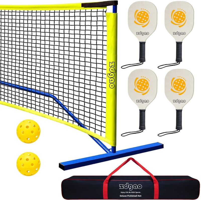 Photo 1 of *READ NOTES*Zdgao Pickleball Set with Net and Paddles for Driveway Backyard, 22 FT Regulation Size Pickleball Net, 4 Pickleball Paddles, Outdoor Pickleballs and Potable Carry Bag