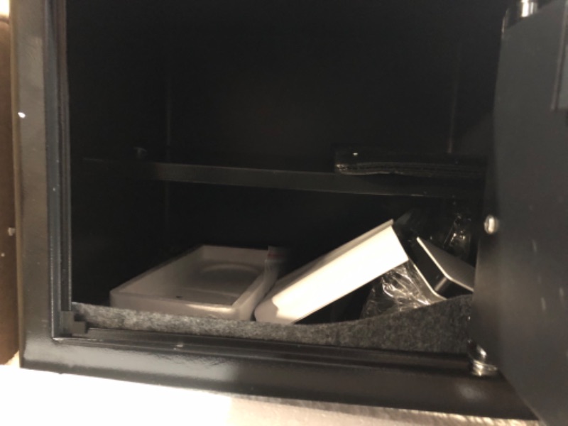 Photo 5 of ** MINOR SCUFFS AND SCRATCHES-KEYS ARE FUNCTIONAL**
1.6 Cub Home Safe Fireproof Waterproof, Fireproof Safe Box with Fireproof Money Bag, Digital Keypad Key and Removable Shelf, Personal Security Safe for Home Firearm Money Medicines Valuables