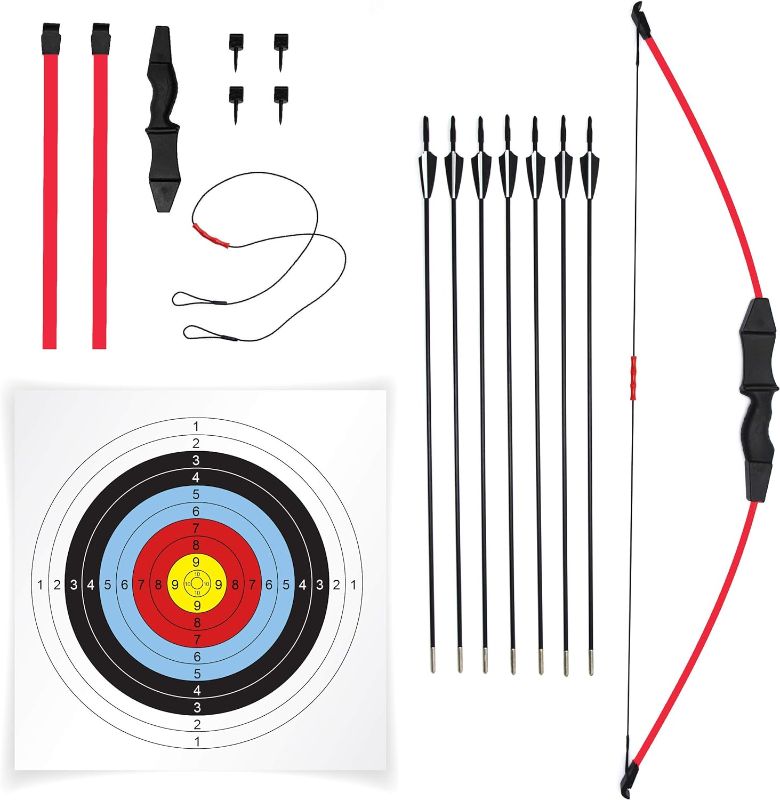 Photo 1 of 45" Bow and Arrow Recurve Set for Youth Beginners Bow kit for Backyard Sport Archery Set with 7 Arrows 10 Target Face 18Lb for Teens and Junior Gift Outdoor Sports