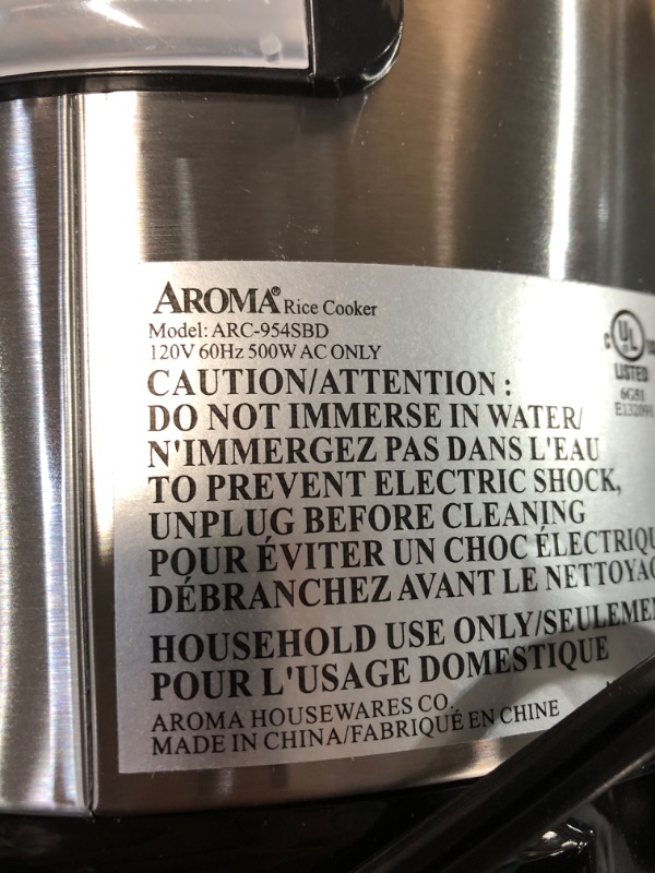 Photo 3 of [READ NOTES]
Aroma Housewares ARC-954SBD Rice Cooker, 4-Cup Uncooked 2.5 Quart, Professional Version