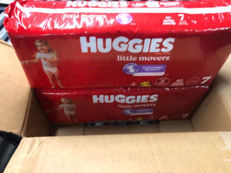 Photo 3 of Baby Diapers and Wipes Bundle: Huggies Little Movers Size 7, 80ct & Natural Care Sensitive Baby, Unscented, Hypoallergenic, 12 Flip-Top Packs (768 Wipes Total)