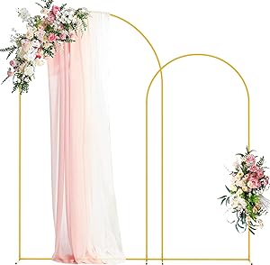 Photo 1 of ***USED - LIKELY MISSING PARTS - UNABLE TO VERIFY FUNCTIONALITY***
Wedding Arches for Ceremony, Set of 2 Gold Arch Backdrop Stand Flower Arch Backdrop Stand Metal Wedding Arch for Parties Baby Shower Wedding Decoration(8Ft&6.8Ft)