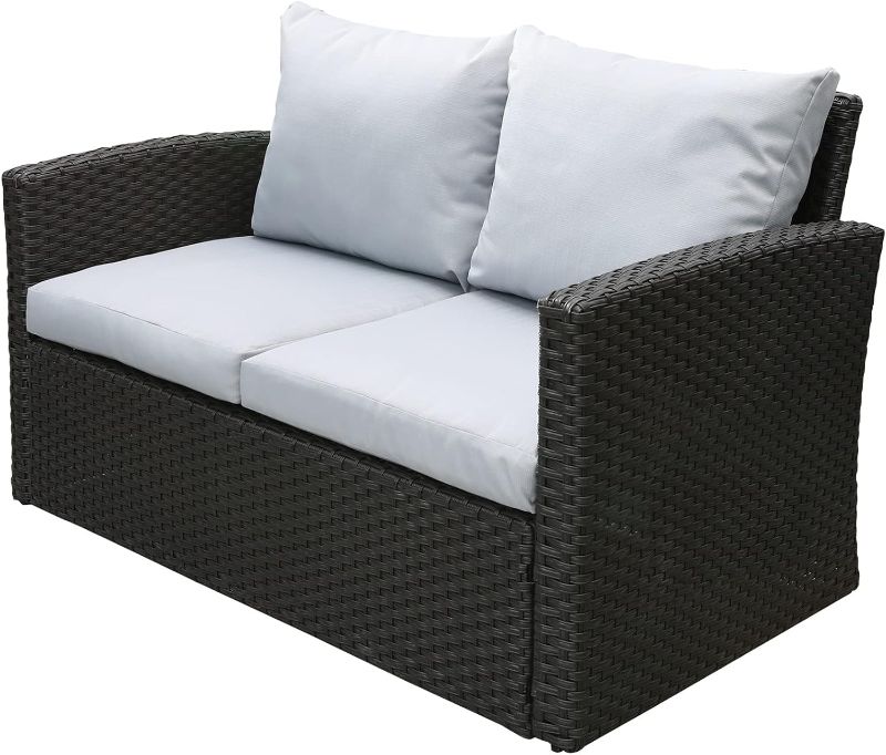 Photo 1 of  Outdoor Patio Loveseat, Wicker Rattan Outside Furniture Couch Sofa, no CUSHIONS 