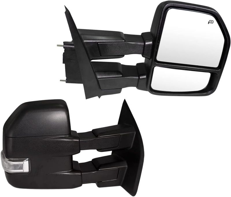 Photo 1 of SUPDM Pair Towing Mirrors fit for 2015 2016 2017 2018 2019 Ford F150 Pickup Truck Side Power Heated Towing Mirrors with Turn Signal, Auxiliary Lamp Black Housing
