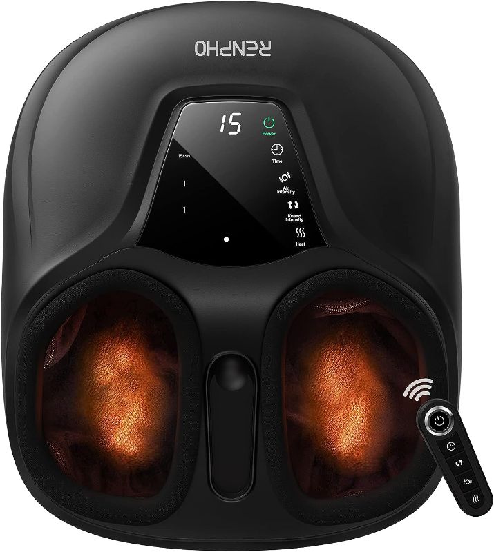 Photo 1 of RENPHO Shiatsu Foot Massager with Heat, Compact Foot Massager Machine with Remote, Deep Kneading, Squeezing, Auto-Off Timers, Relives Tired Muscles and Plantar Fasciitis, Fits Men Size Up to 12
