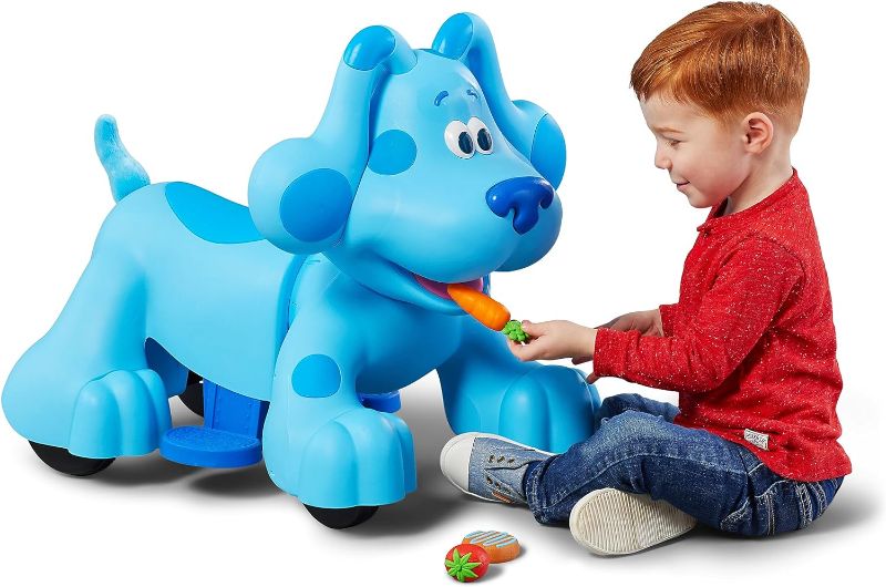 Photo 1 of Kid Trax 6V Rideamals Blue's Clues Snack Time Interactive Ride-On Toy, Kids Toy for Ages 18-30 Months, Up to 44 Lbs., 20 Different Sounds, 3 Snacks to Feed Blue, Rechargeable Battery Powered Electric
