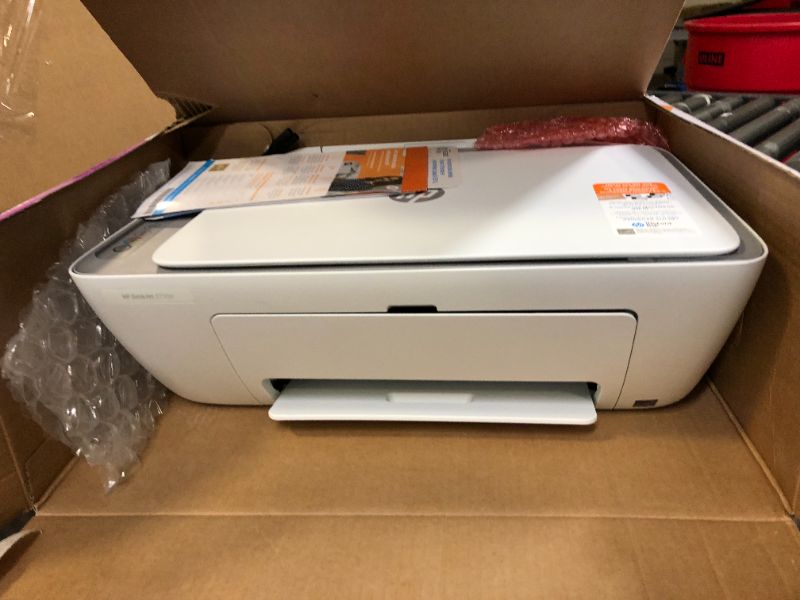 Photo 2 of HP DeskJet 2755e Wireless Color All-in-One Printer with bonus 6 months Instant Ink (26K67A), white