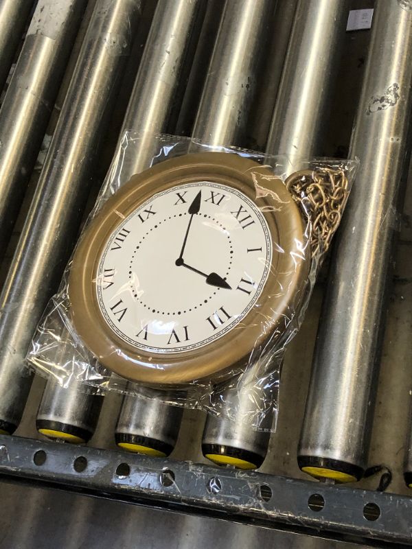 Photo 1 of 4E's Novelty Jumbo Gold Clock Necklace - 8 inch Huge for White Rabbit Costume Costume Clock Prop, Hip Hop Rapper Clock Accessories, for Tea Party Mad Hatter Alice Wonderland Themed Costume