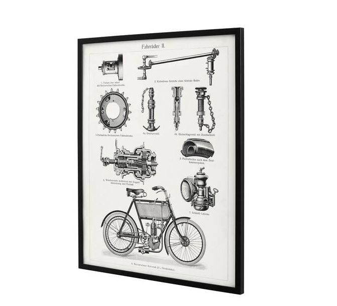 Photo 1 of Black Framed Motorcycle Parts Wall Art 31 in. H x 25 in. W
