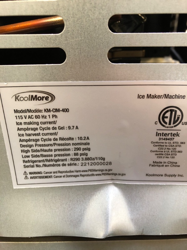 Photo 3 of 25 in. Stainless-Steel Commercial Ice Maker with Full Cube Production, 418 Lbs/24h
