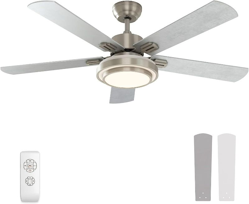 Photo 1 of warmiplanet Ceiling Fan with Lights Remote Control, 52 Inch, Brushed Nickel (5-Blades)
