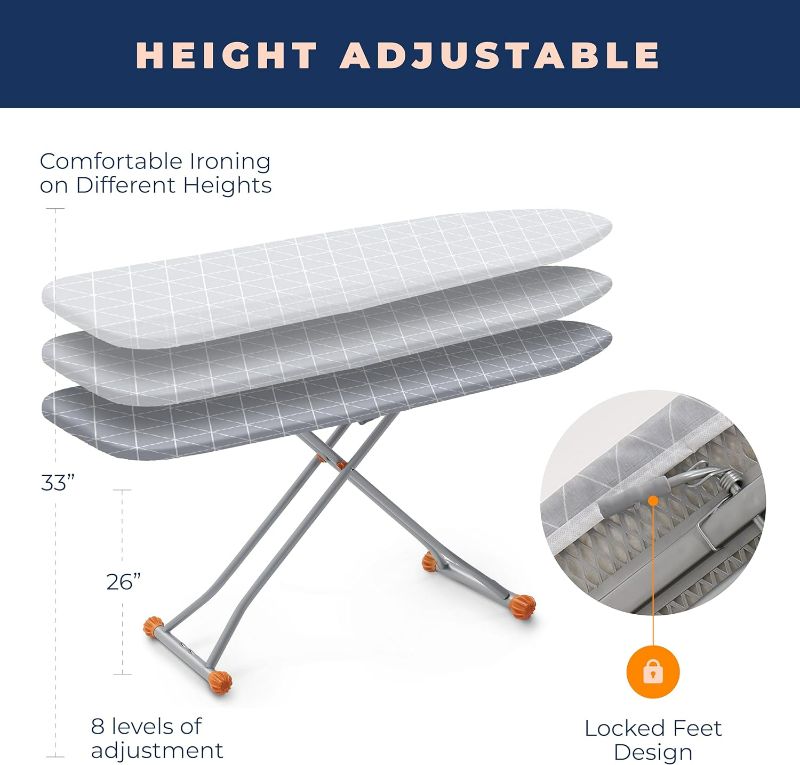 Photo 1 of Happhom Ironing Board, Compact and Space Saver Patented Ironing Board with Extra Thick Heavy Duty Padded Cover, Height Adjustable, Easy Storage with Smart Hanger and Lightweight Design