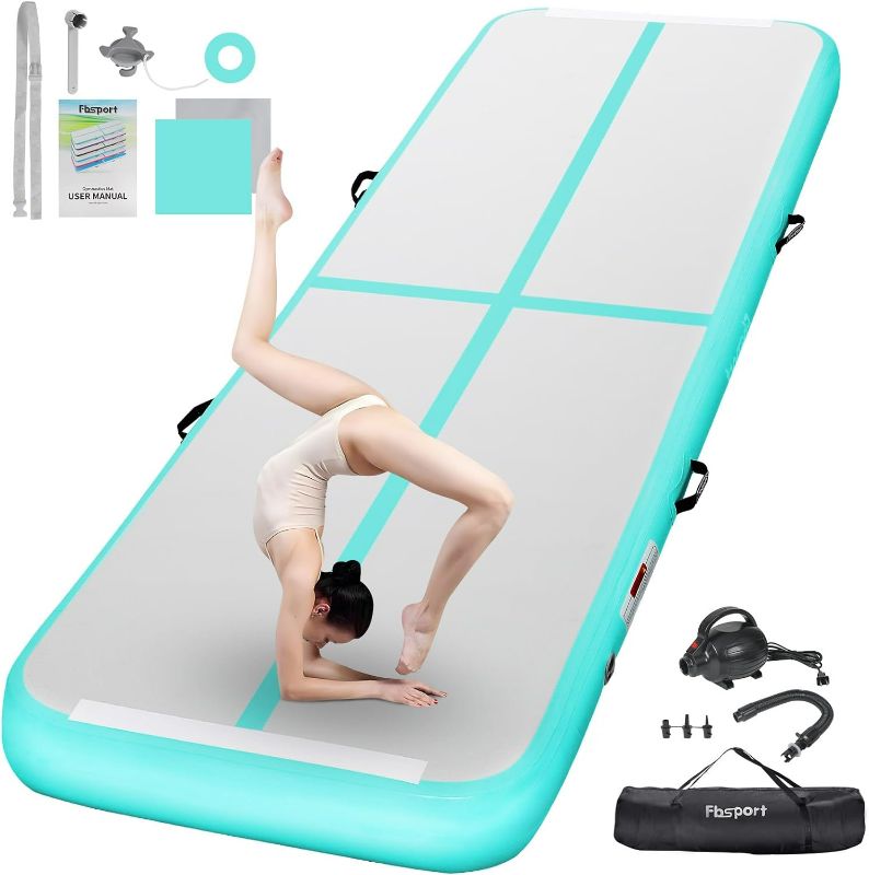 Photo 1 of FBSPORT Inflatable Air Gymnastics Mat Training Mats 4/8 inches Thickness Gymnastics Tracks for Home Use/Training/Cheerleading/Yoga/Water with Pump