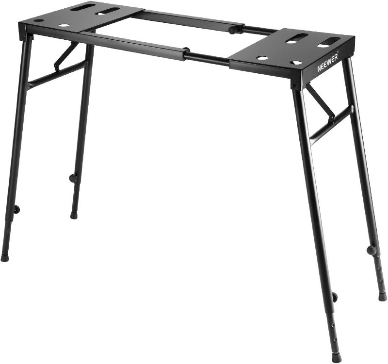 Photo 1 of Collapsible Piano Keyboard Stand for 61-key / 76-key / 88-key Keyboard with Adjustable Height from 25.6"to 43.3"/65cm to 110cm and Length from 29"to 51.2"/73cm to 113cm, Black