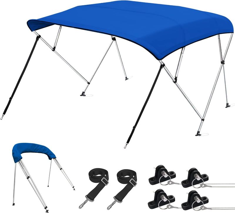 Photo 1 of KAKIT 750D 3 4 Bow Bimini Top Includes Quick Release Pin Support Poles Heavy Duty Cover Adjustable Straps Storage Boot