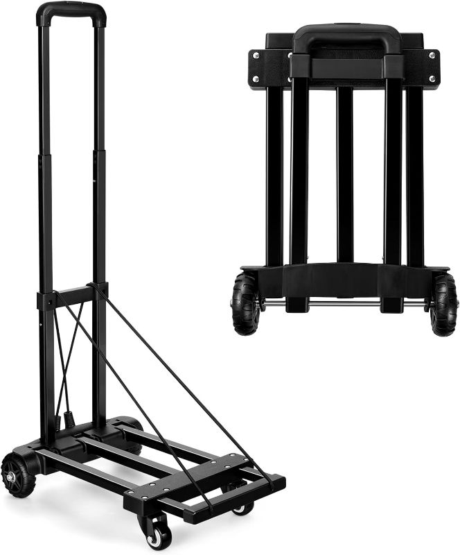 Photo 1 of KEDSUM Folding Hand Truck, 290 lbs Heavy Duty Utility Cart with 4 Wheels Solid Construction, Portable Fold Up Dolly, Compact and Lightweight for Luggage, Personal, Travel, Moving and Office Use