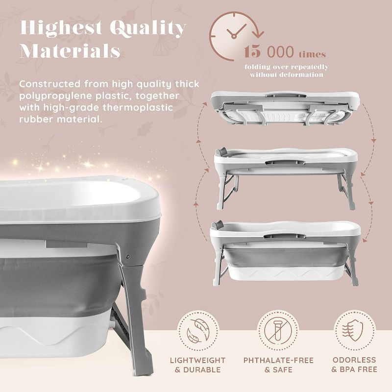 Photo 1 of Portable Bathtub for Adult - Large 56'in Foldable Collapsible tub - Ergonomically Designed for the Ultimate Relaxing Soaking Bath