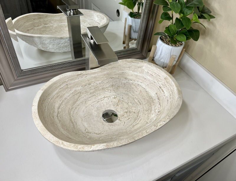 Photo 1 of Travertine Sink / Vessel Sink / Stone Sink / Bathroom Sink