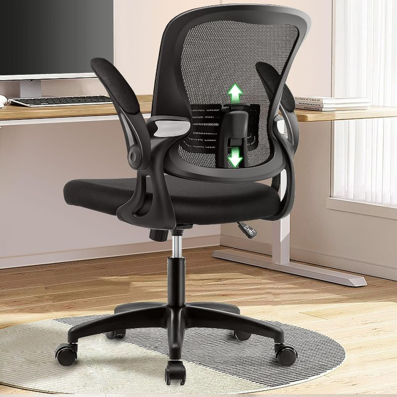 Photo 1 of RYDESIGN Ergonomic Office Chair, Mesh Office Chairs with 90° Flip-Up Armrests, Computer Desk with Adjustable Lumbar Support, Executive Swivel Task Chair with Breathable Mesh for Office Study, 350lbs