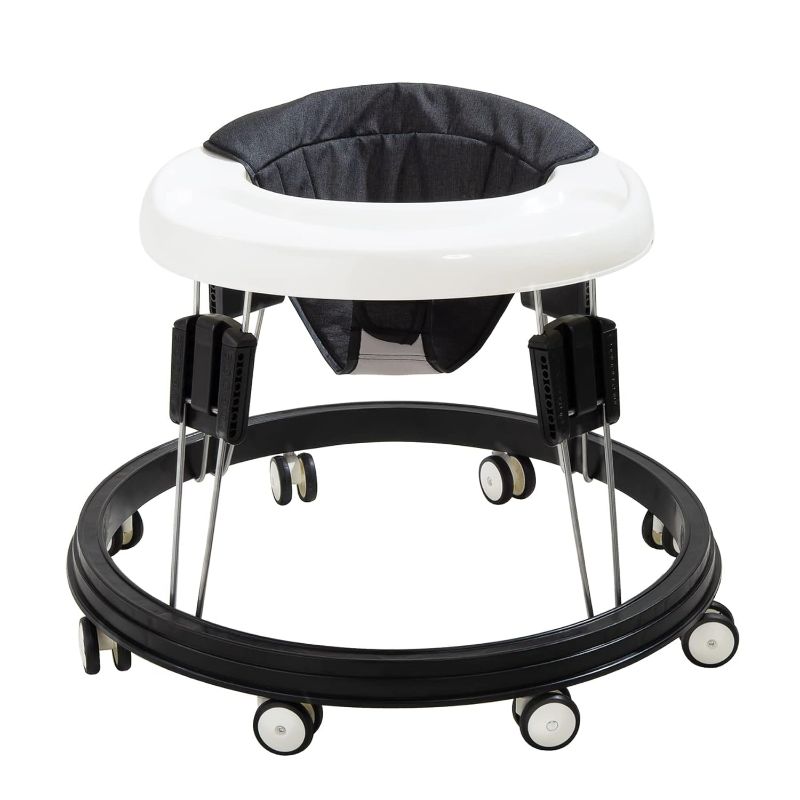 Photo 1 of Quocdiog Baby Walker,Foldable Multi-Function Anti-Rollover Toddler Walker,Suitable for All Terrains for Babies Boys and Girls 6-18Months 9 Heights Adjustable(Black)