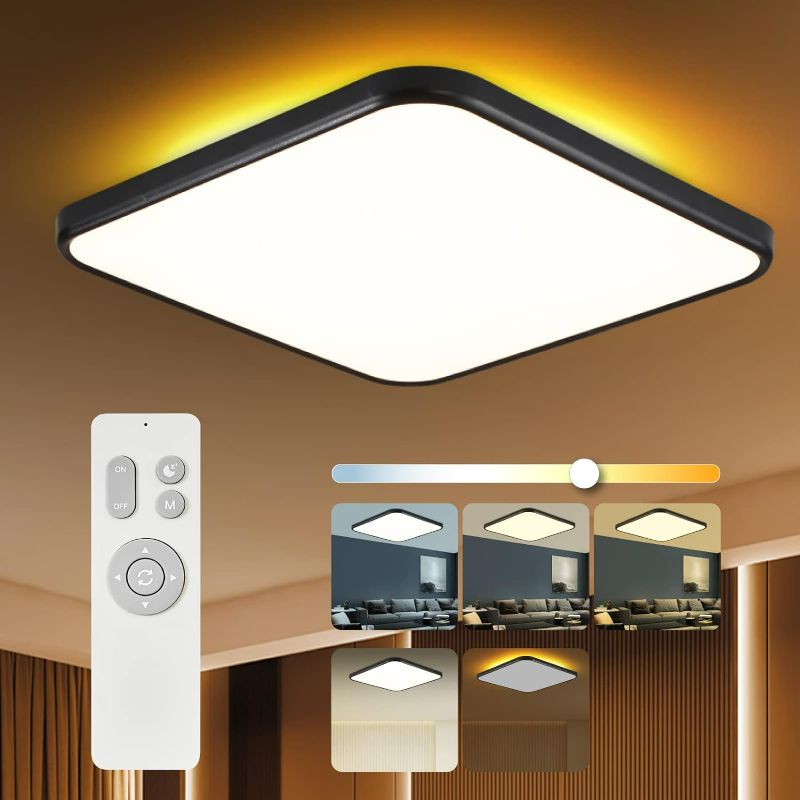 Photo 1 of TALOYA 18.2Inch LED Flush Mount Ceiling Light, 40W Square Ceiling Light Fixture, Remote Control
