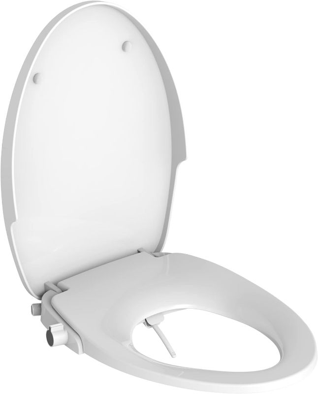 Photo 1 of Non-Electric Bidet Toilet Seat, Fit For Elongated Toilet, Rear & Front Spray Modes, Dual Nozzle System, Knob Control, Easy to Install, Toilet Seat Kits with Water Pipes & T-Adapter