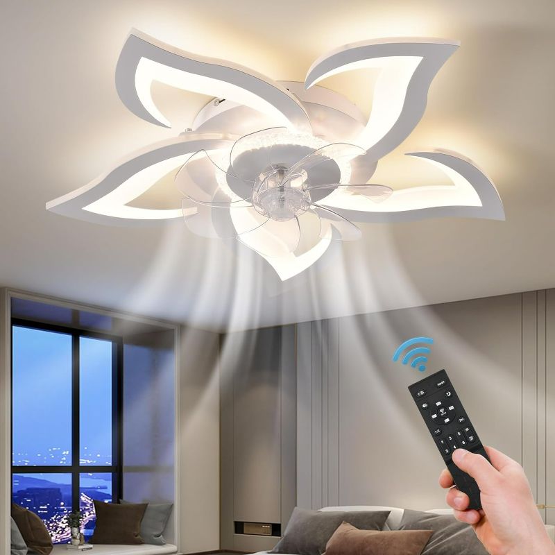 Photo 1 of ZHMDJDSH 26" Geometric Ceiling Fan with Lights, 6 Speeds 3 Colors Ceiling Fan with Light Remote Control