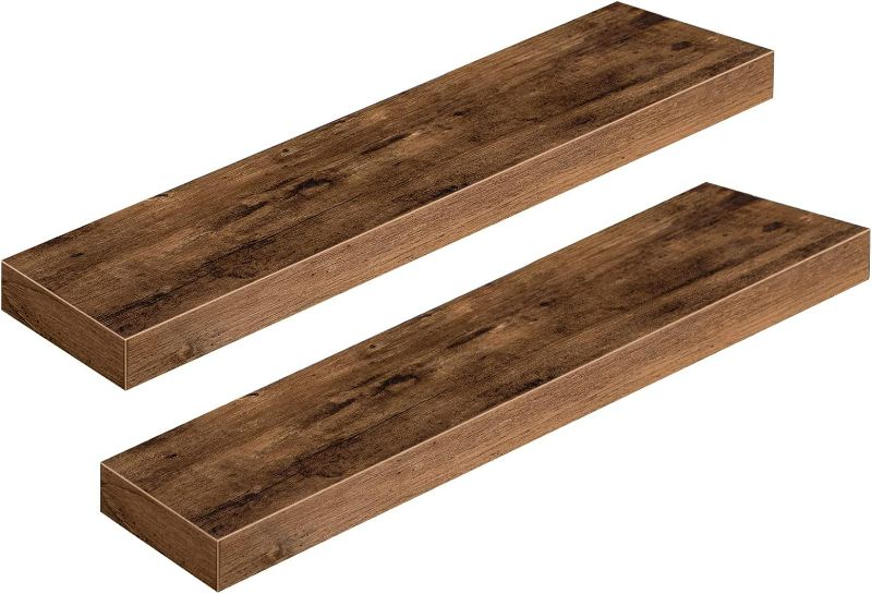 Photo 1 of ALLOSWELL Long Floating Shelves Wall Mounted, Decorative Wall Shelf Set of 2 Rustic Brown
