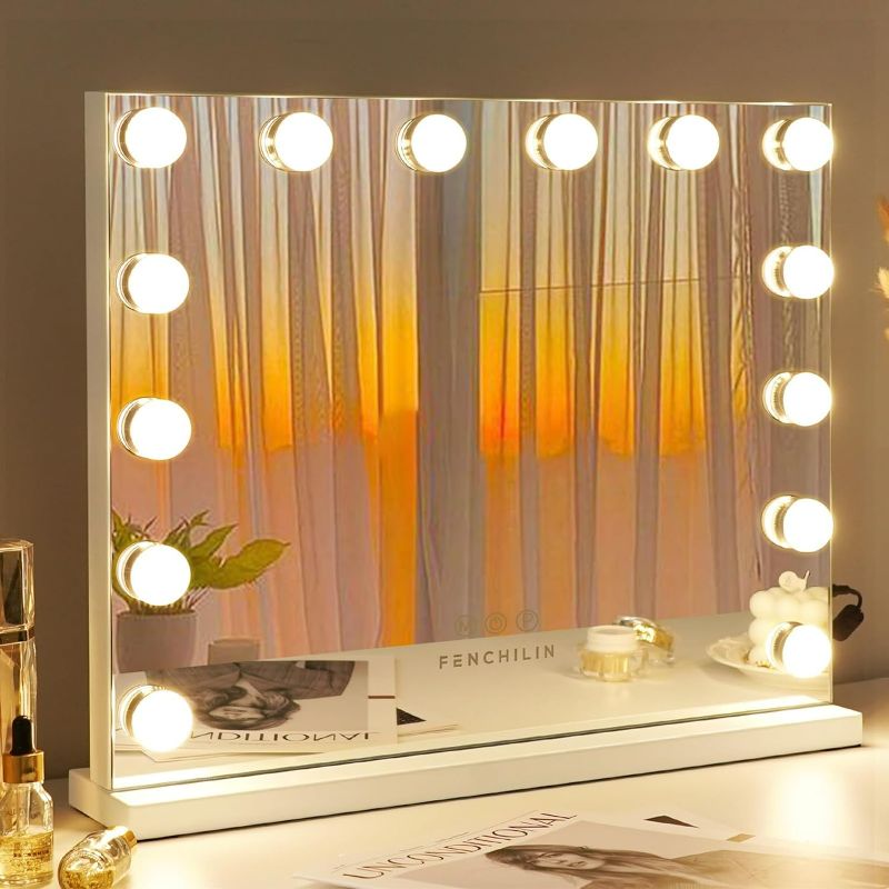 Photo 1 of FENCHILIN Vanity Mirror with Lights Hollywood Lighted Makeup Mirror with 14 Dimmable LED Bulbs