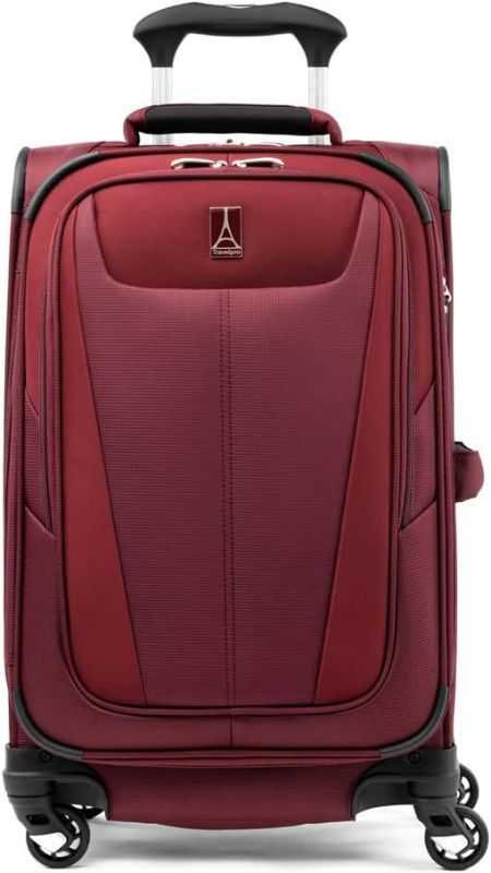 Photo 1 of ravelpro Maxlite 5 Softside Expandable Carry on Luggage with 4 Spinner Wheels, Lightweight Suitcase, Men and Women, Burgundy