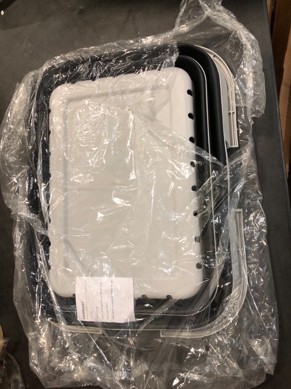 Photo 2 of SAMMART 42L (11 gallon) Collapsible Plastic Laundry Basket - Foldable Pop Up Storage Container/Organizer - Portable Washing Tub - Space Saving Hamper/Basket (1, White/Grey)