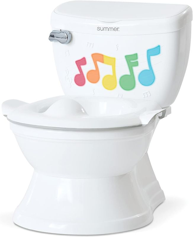 Photo 1 of Summer Infant My Size Potty Lights and Songs Transitions,White Realistic Potty Training Toilet with Interactive Handle that Plays Music for Kids,Removable Potty Topper/Pot,Wipe Compartment,SplashGuard