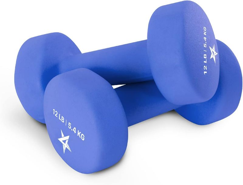 Photo 1 of Yes4All Neoprene Coated Dumbbell Hand Weight Sets of 2 - Anti-roll, Anti-Slip, Hexagon Shape 12Lbs